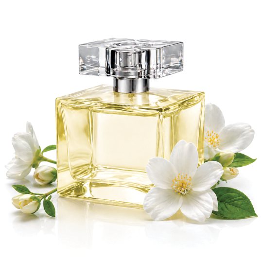 100 ml bespoke perfume bottle with jasmine flowers